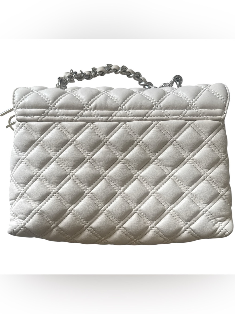 STEVE MADDEN “SM” Logo Ivory White Quilted Crossbody Shoulder Purse - Picture 6 of 8